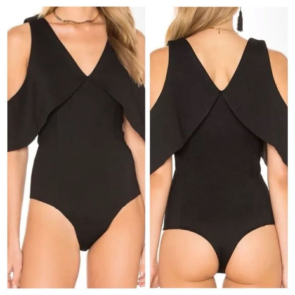 LAVISH ALICE COLD SHOULDER BODYSUIT IN BLACK COLOR SZ 6 US NEW